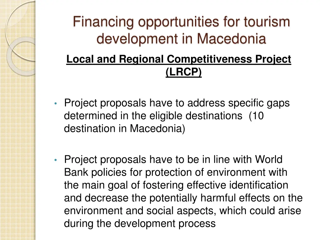 financing opportunities for tourism development 6
