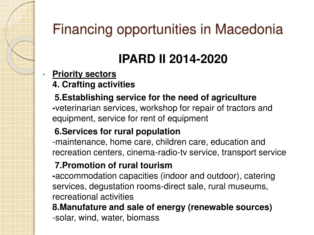 financing opportunities in macedonia 12