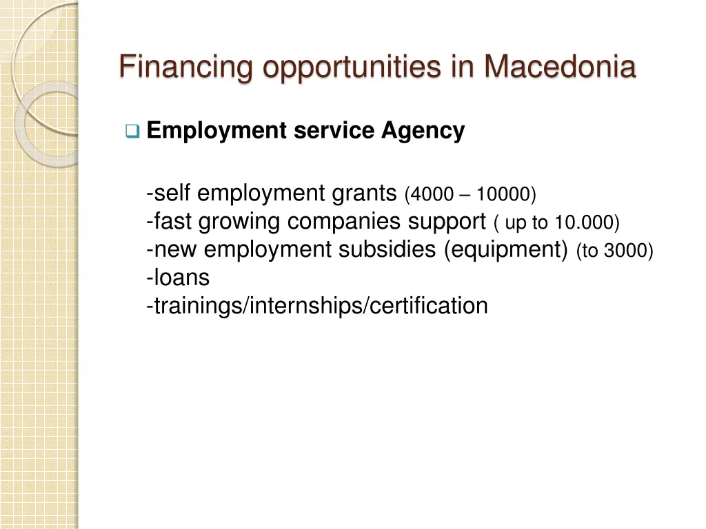 financing opportunities in macedonia