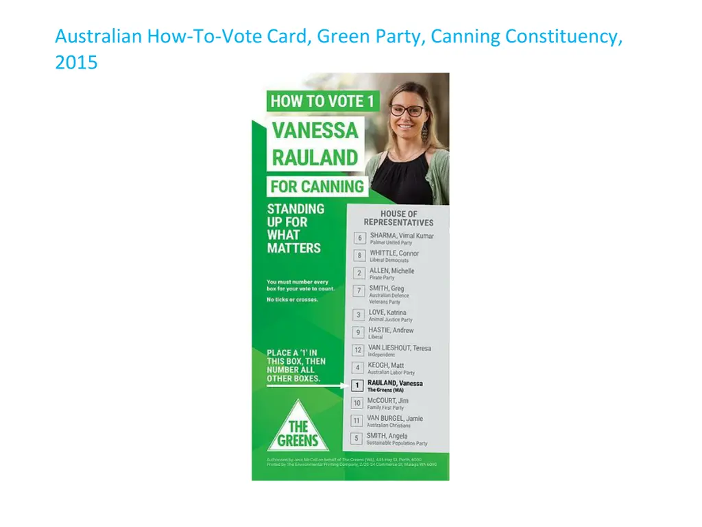 australian how to vote card green party canning