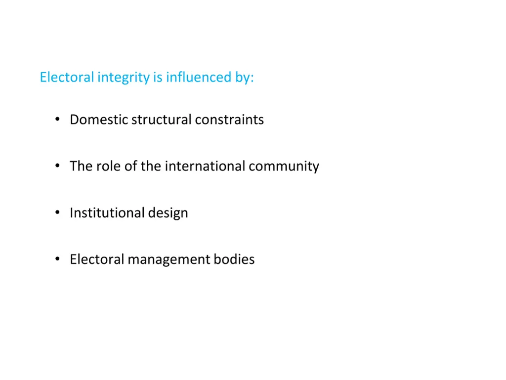 electoral integrity is influenced by