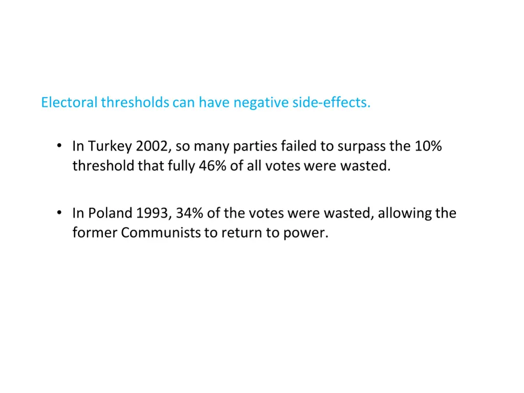electoral thresholds can have negative side