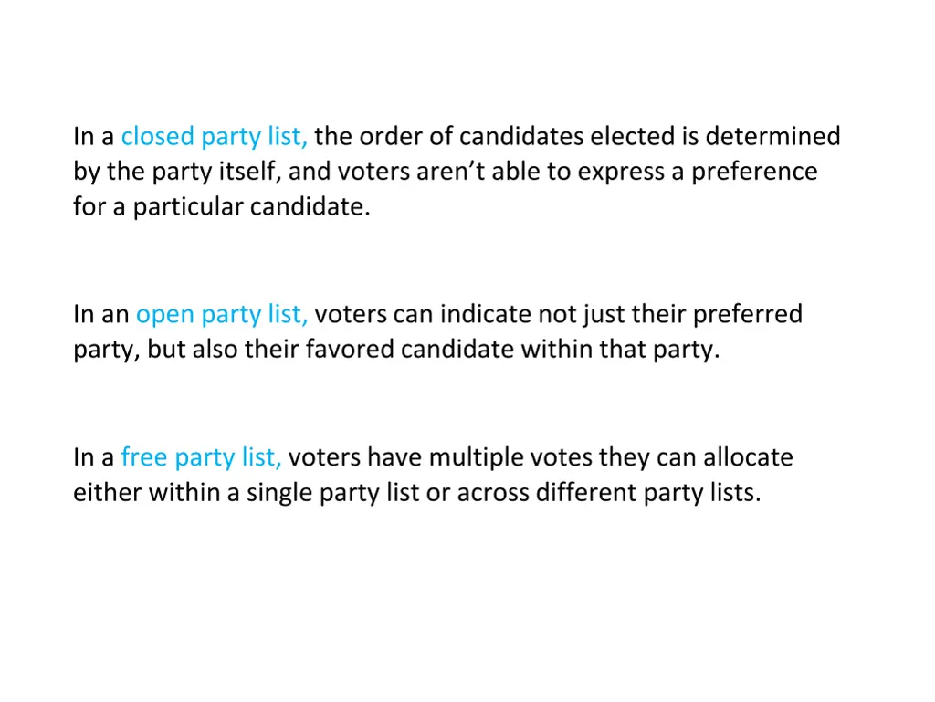 in a closed party list the order of candidates