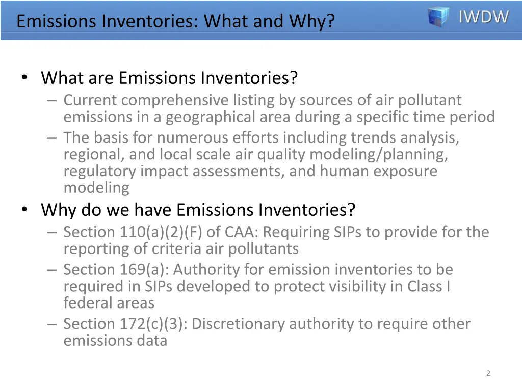 emissions inventories what and why