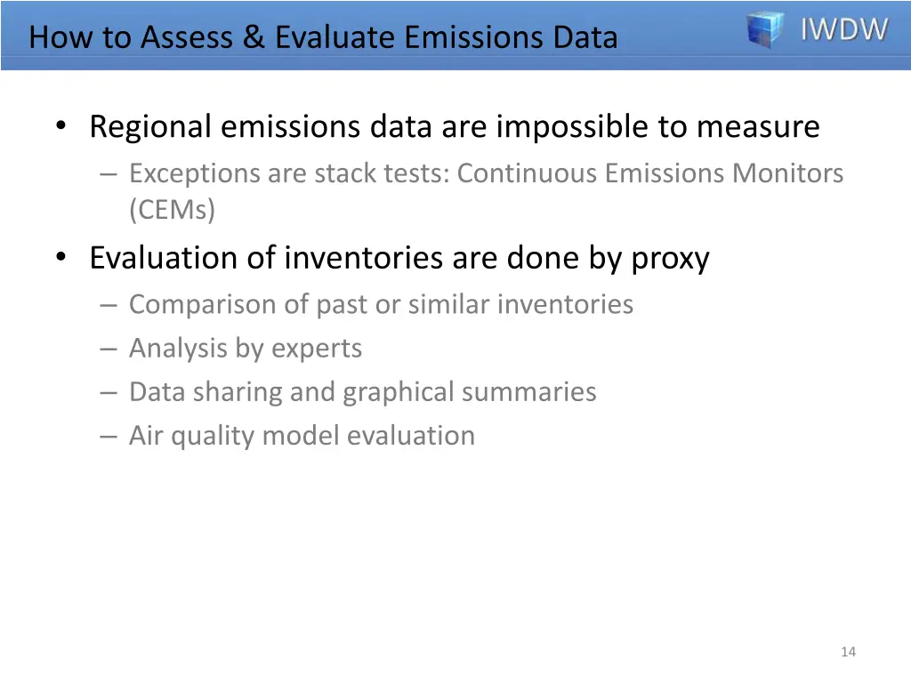 how to assess evaluate emissions data