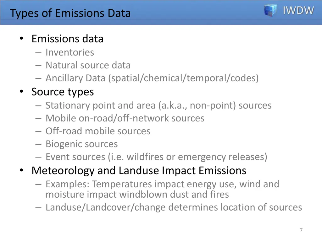 types of emissions data