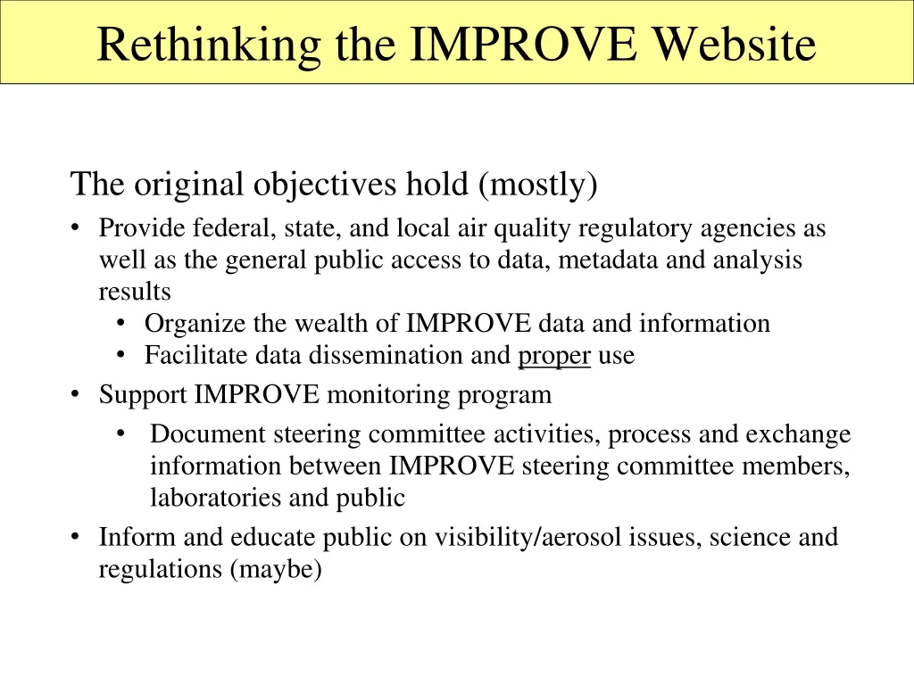 rethinking the improve website