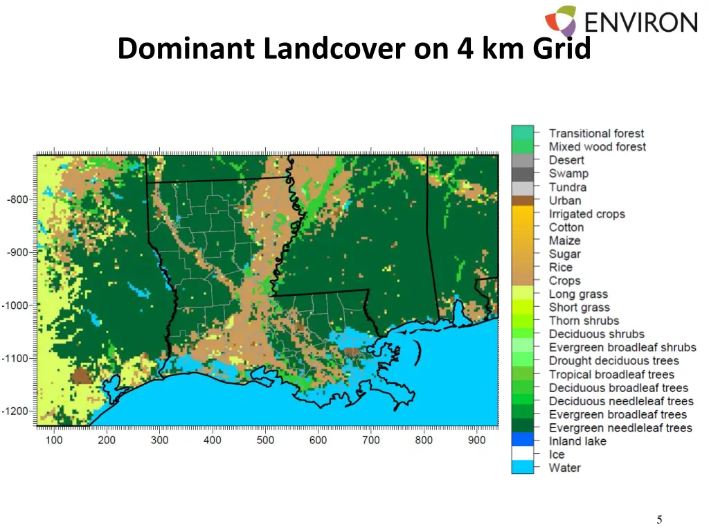 dominant landcover on 4 km grid
