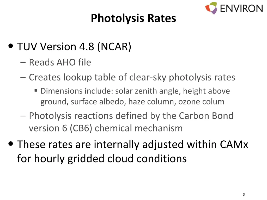photolysis rates
