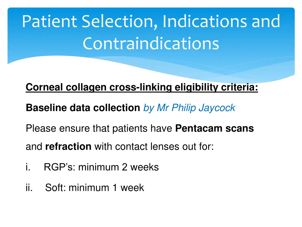 patient selection indications
