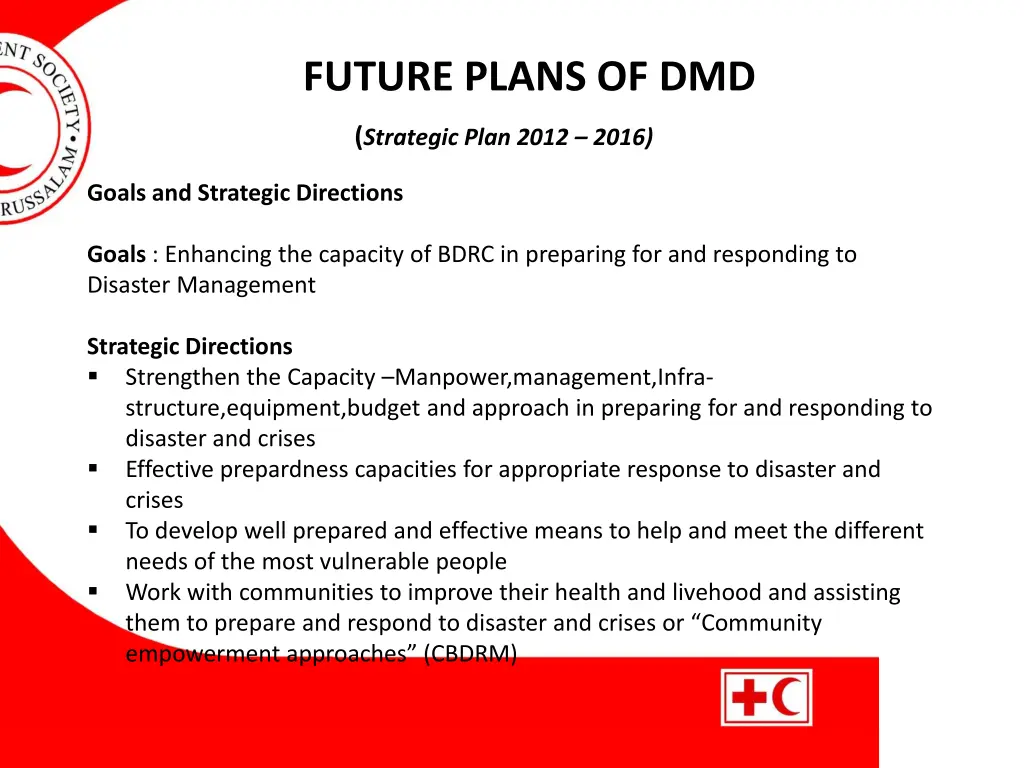 future plans of dmd strategic plan 2012 2016