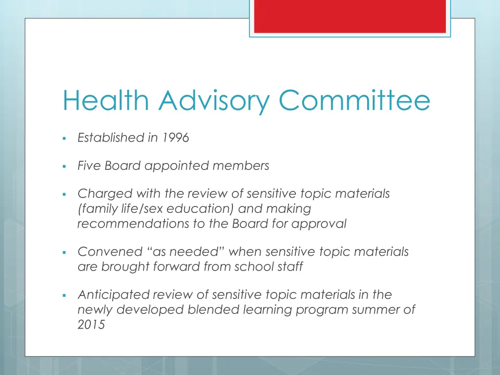 health advisory committee