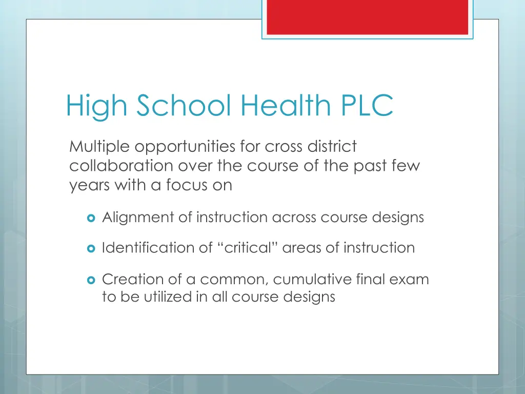 high school health plc