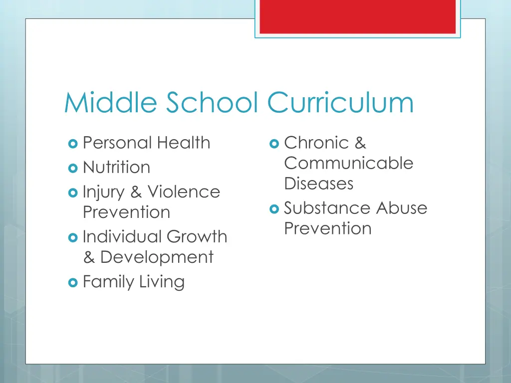 middle school curriculum