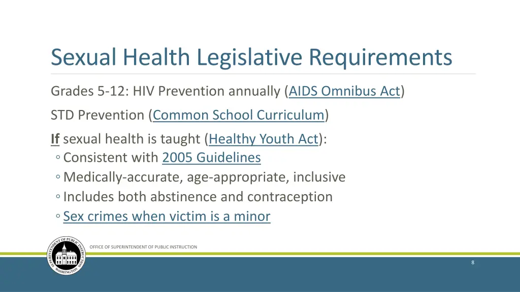 sexual health legislative requirements