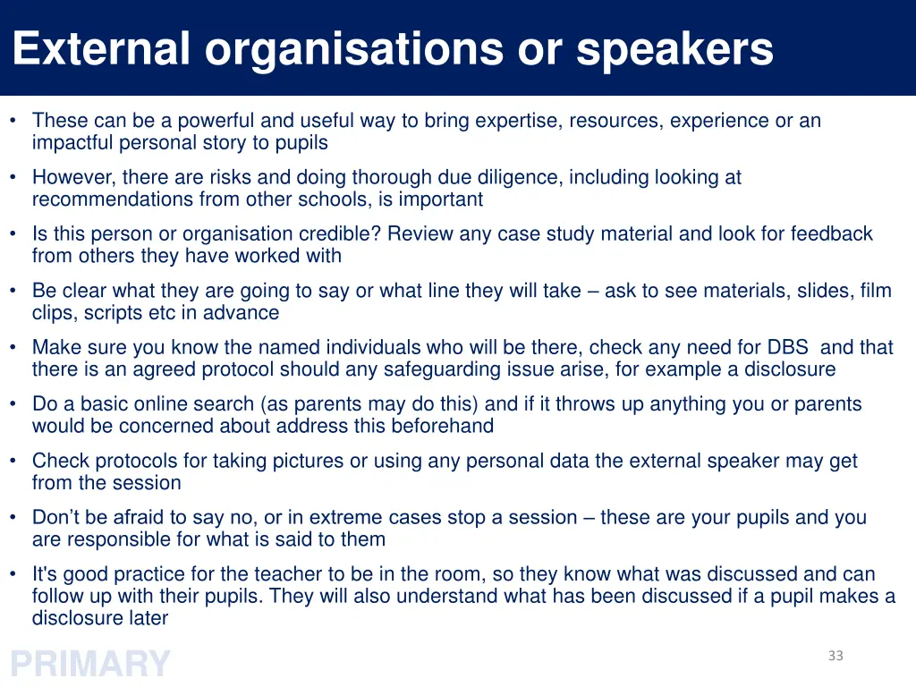 external organisations or speakers