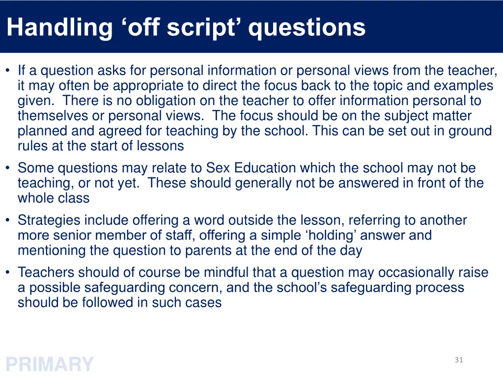 handling off script questions 1