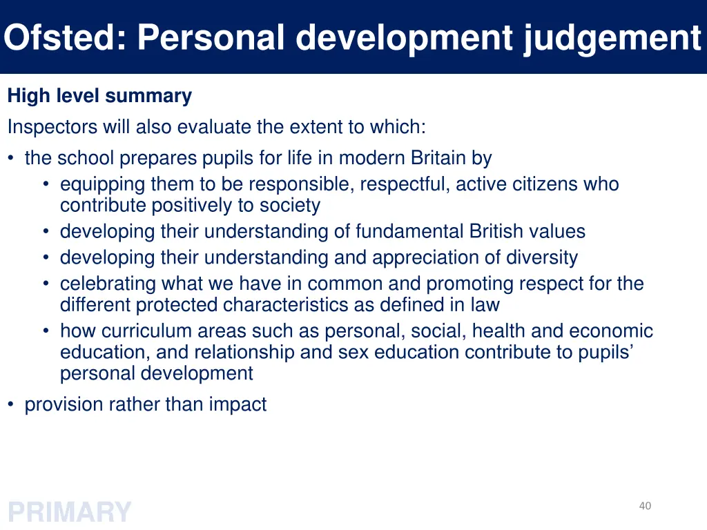 ofsted personal development judgement 1
