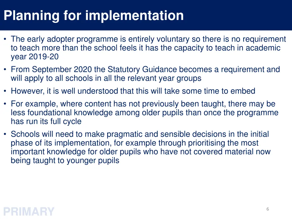 planning for implementation