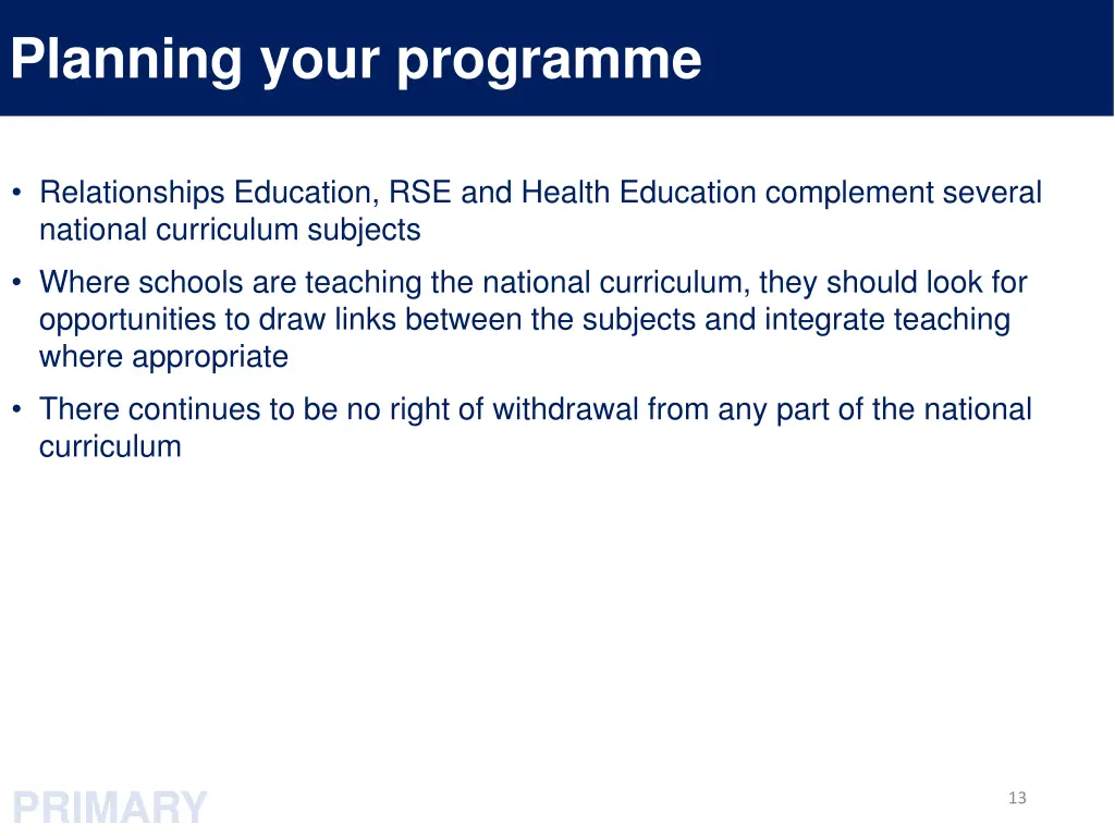 planning your programme