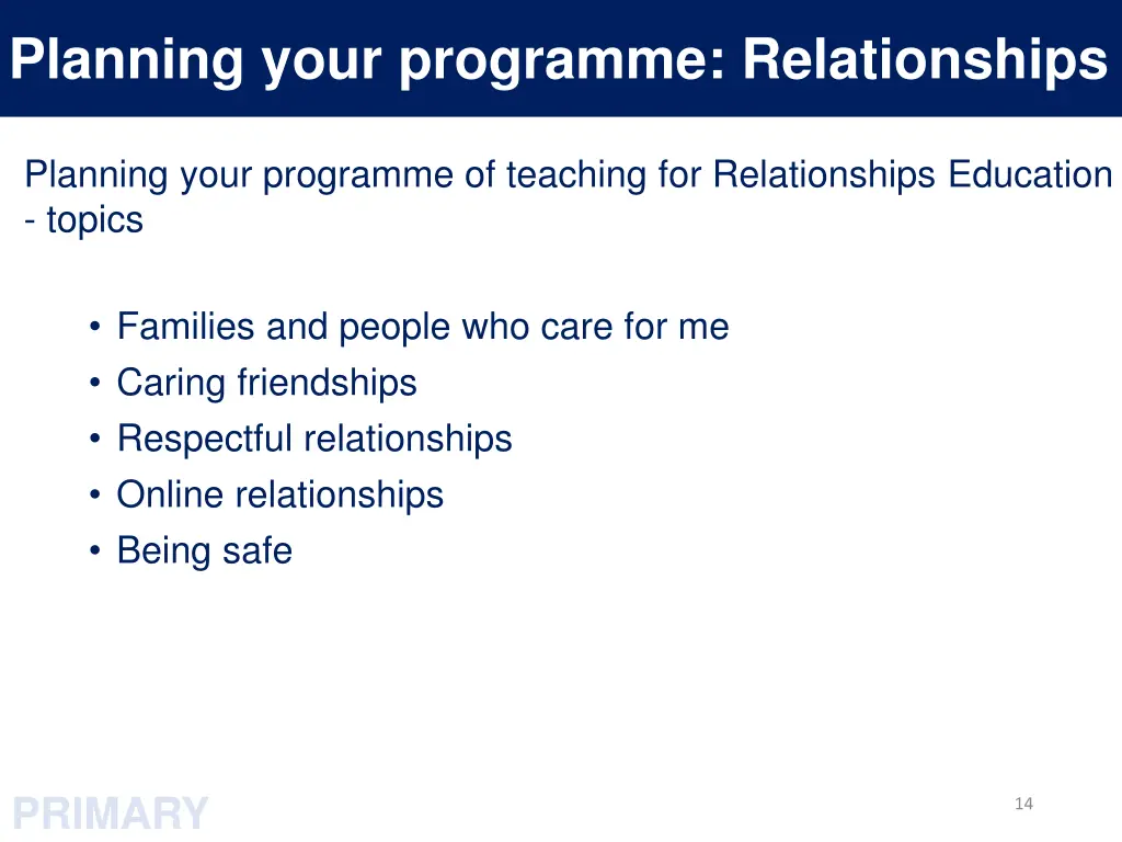 planning your programme relationships