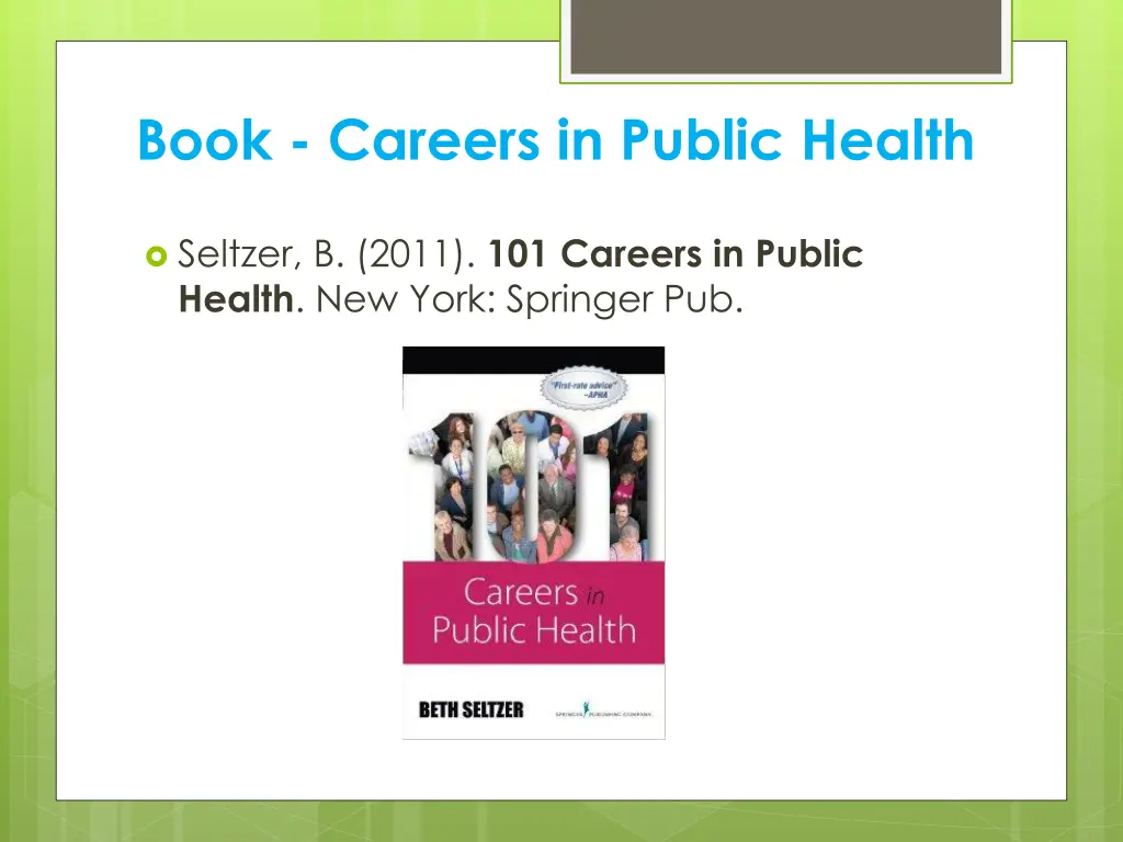 book careers in public health