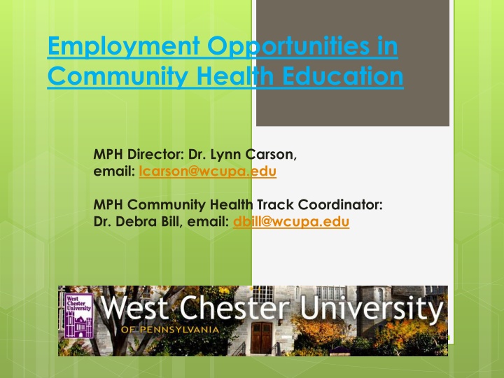 employment opportunities in community health