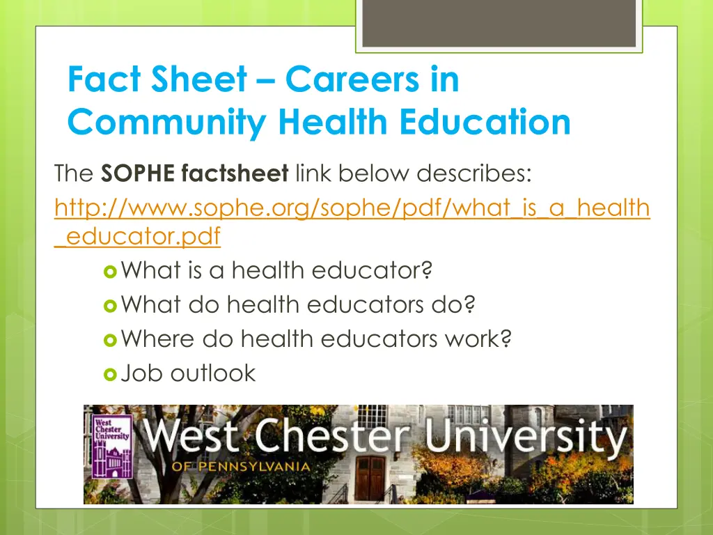fact sheet careers in community health education