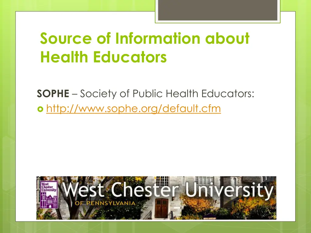 source of information about health educators