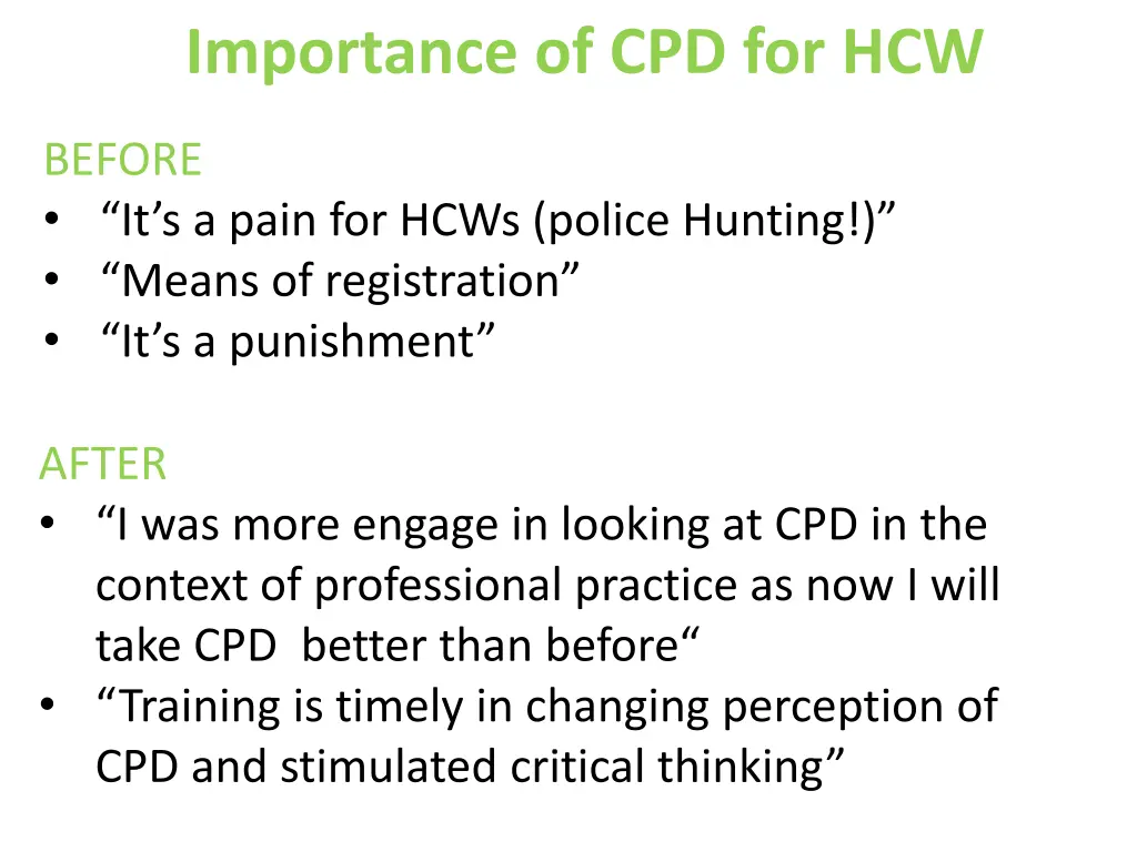 importance of cpd for hcw