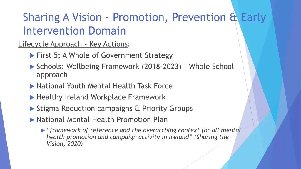 sharing a vision promotion prevention early