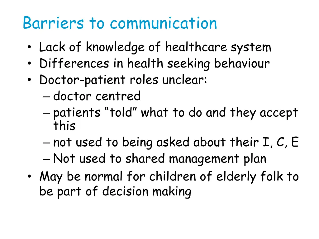 barriers to communication lack of knowledge
