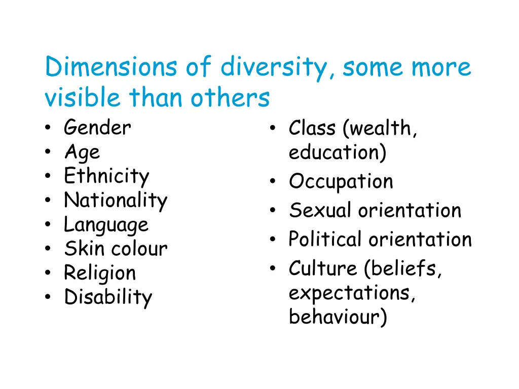 dimensions of diversity some more visible than