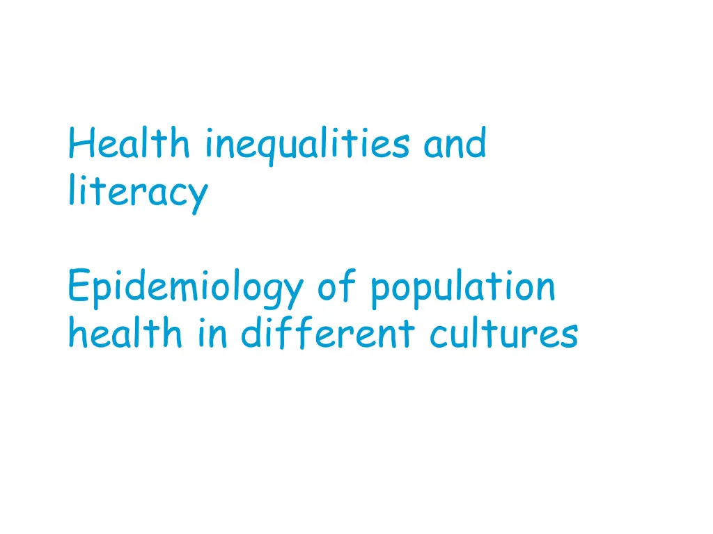 health inequalities and literacy