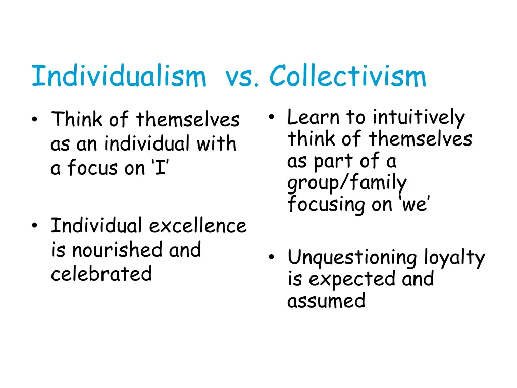individualism vs collectivism think of themselves