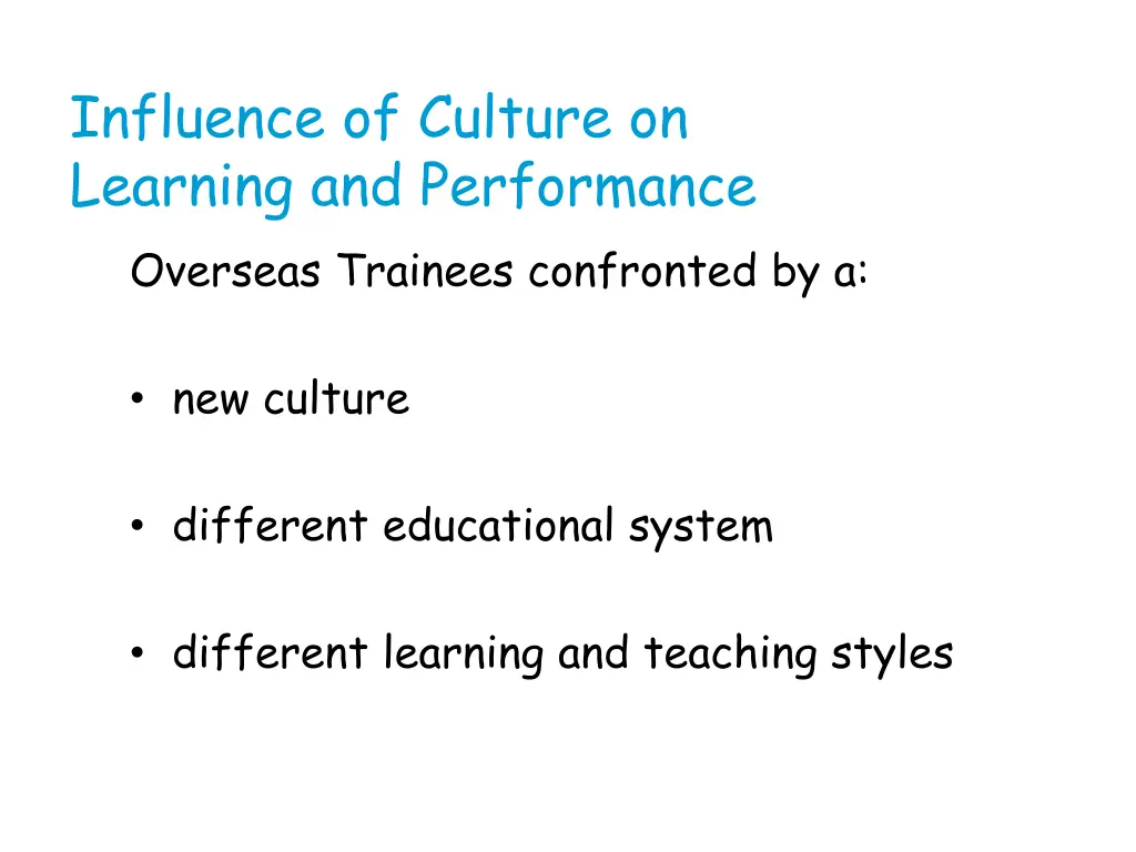 influence of culture on learning and performance