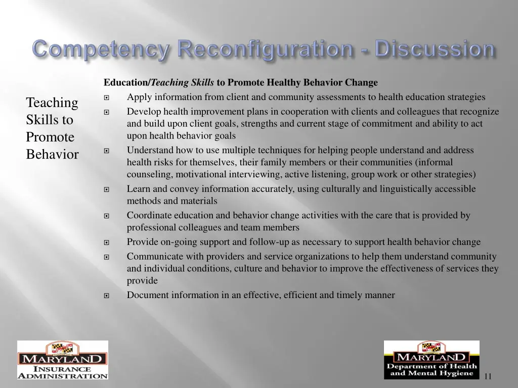 education teaching skills to promote healthy