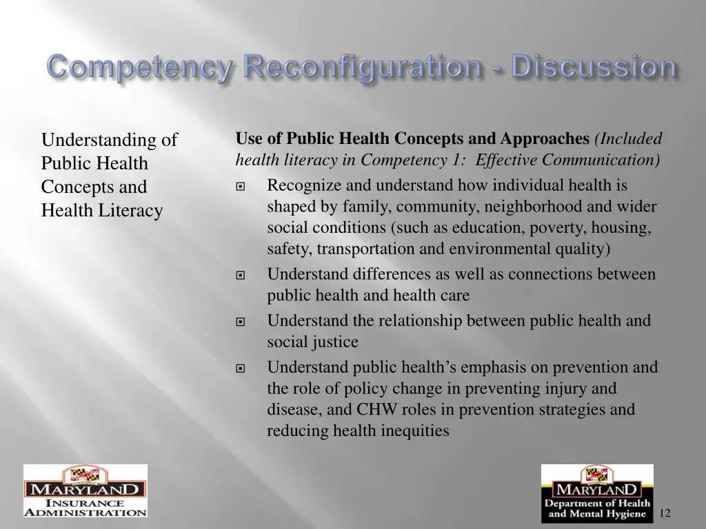 use of public health concepts and approaches