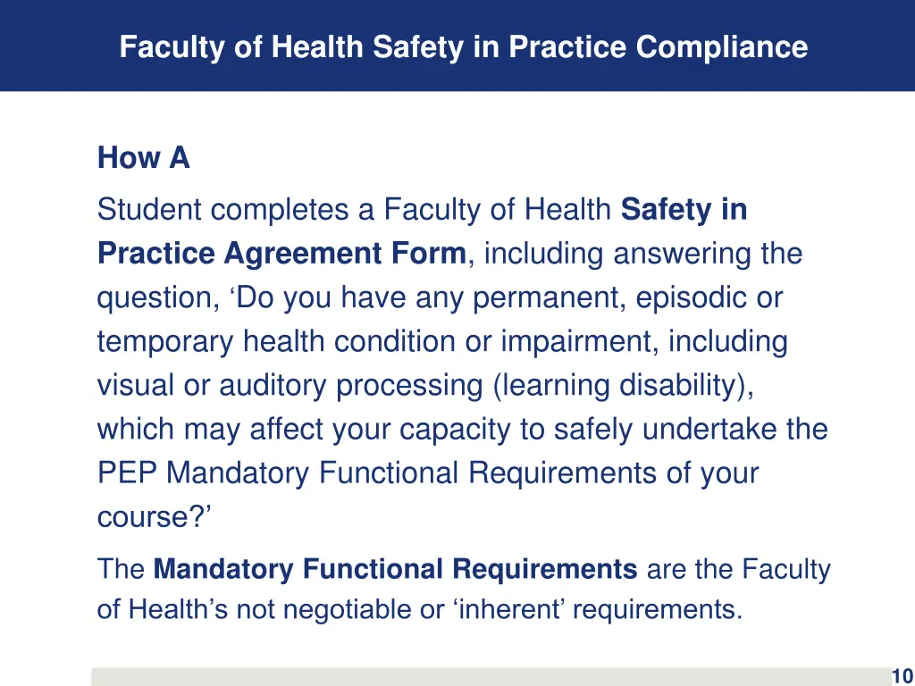 faculty of health safety in practice compliance 1