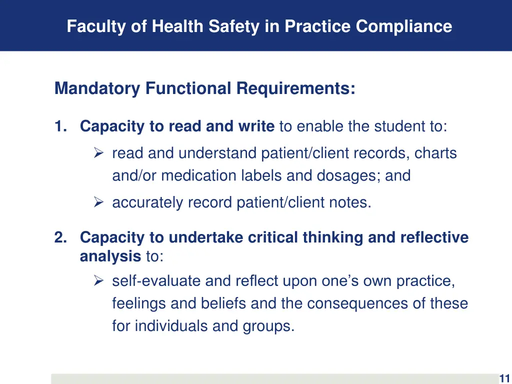 faculty of health safety in practice compliance 2