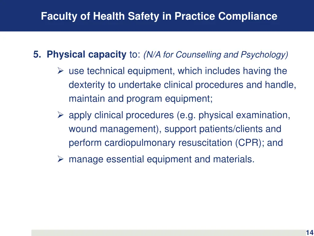 faculty of health safety in practice compliance 5