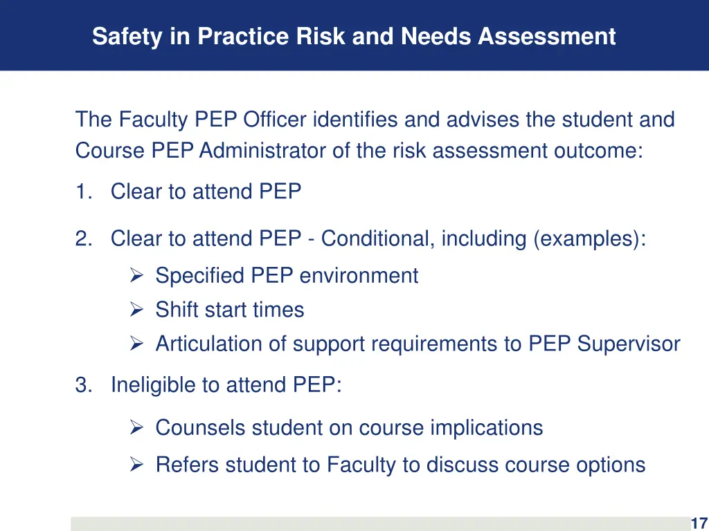 safety in practice risk and needs assessment 2
