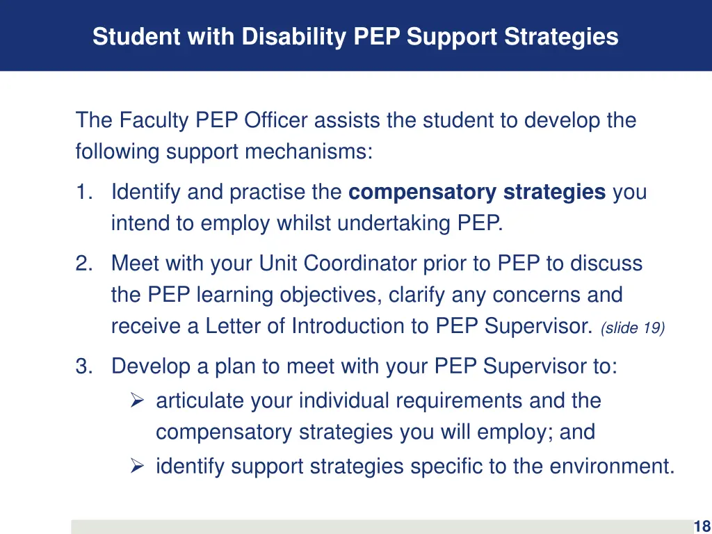 student with disability pep support strategies