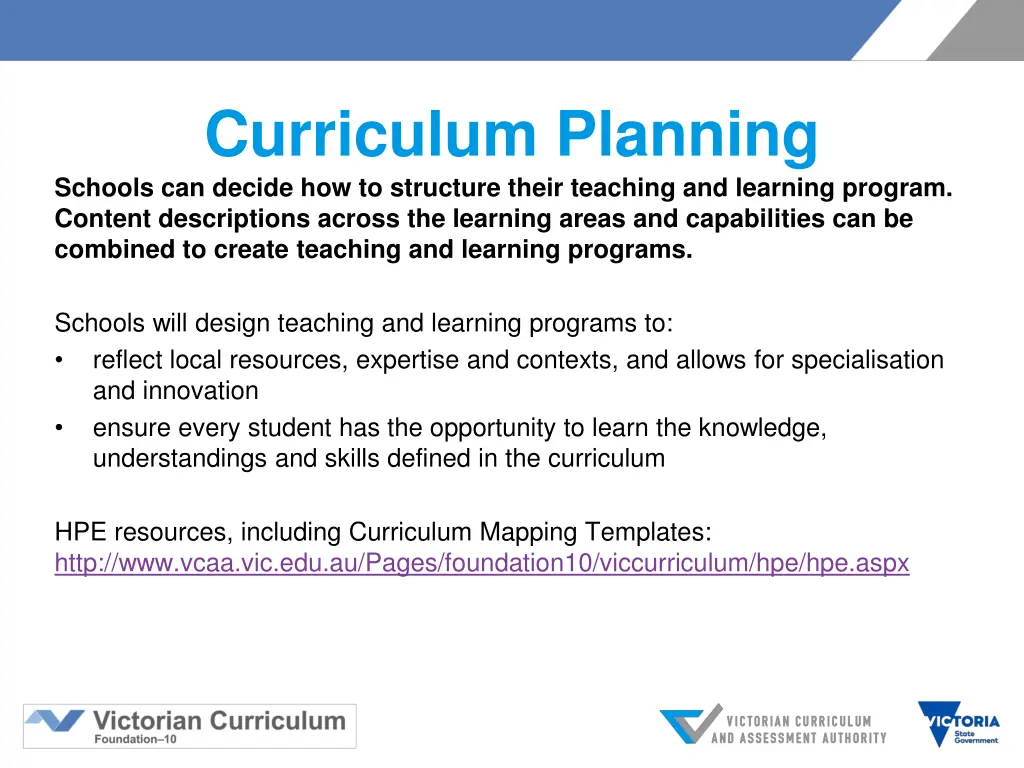 curriculum planning schools can decide