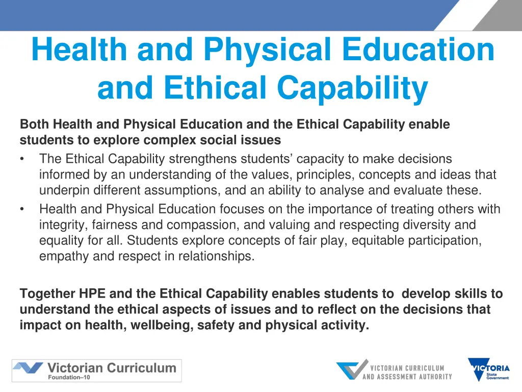 health and physical education and ethical