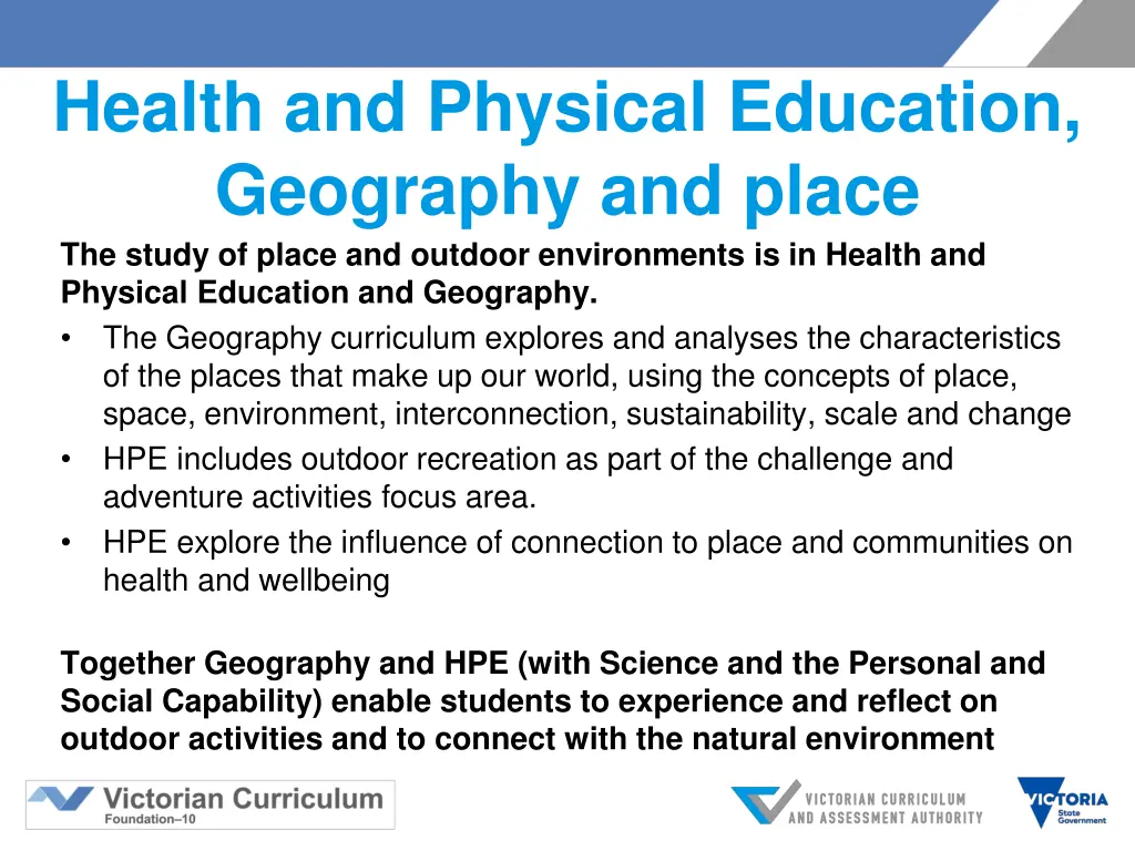 health and physical education geography and place