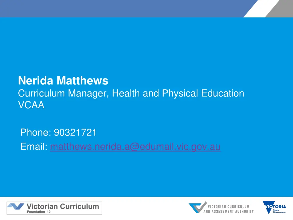 nerida matthews curriculum manager health