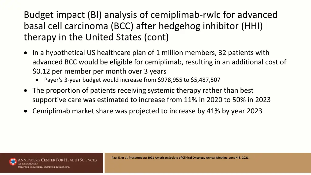 budget impact bi analysis of cemiplimab rwlc 2