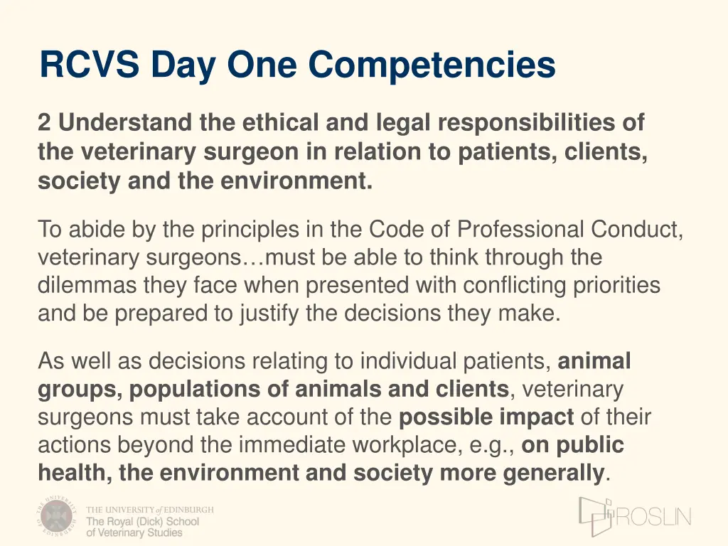 rcvs day one competencies