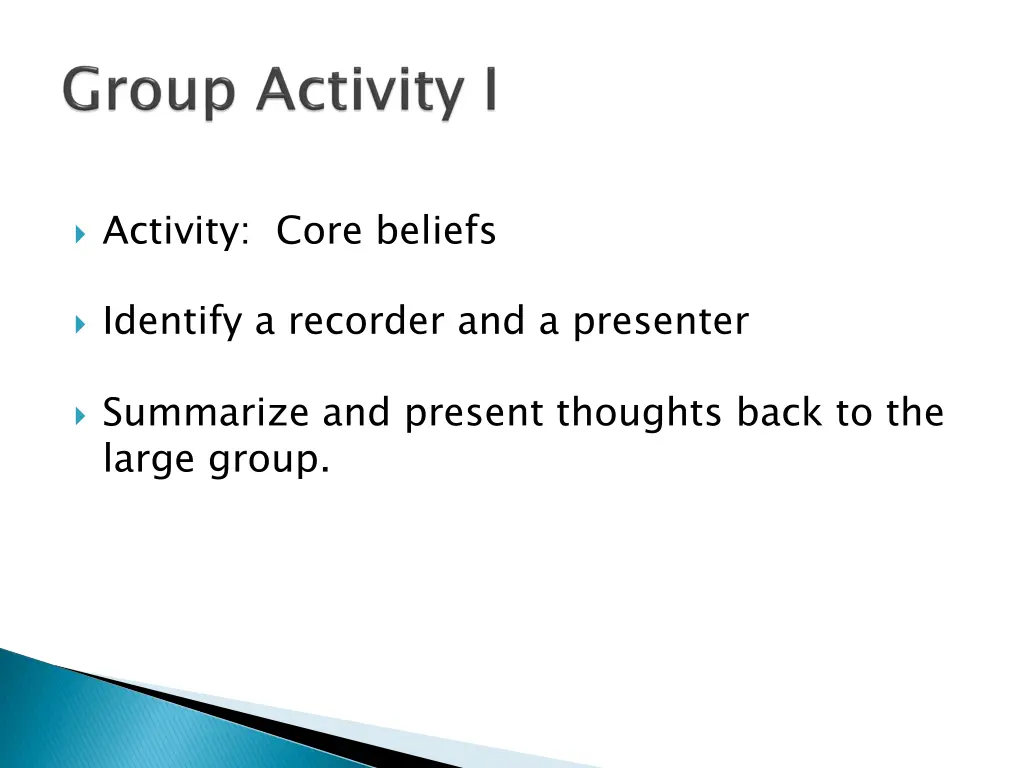 activity core beliefs